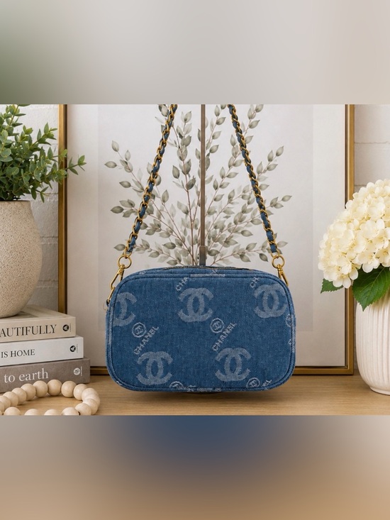 CHANEL Handbags - CHANEL Blue Denim CC Logo Beauty Bag GWP VIP item